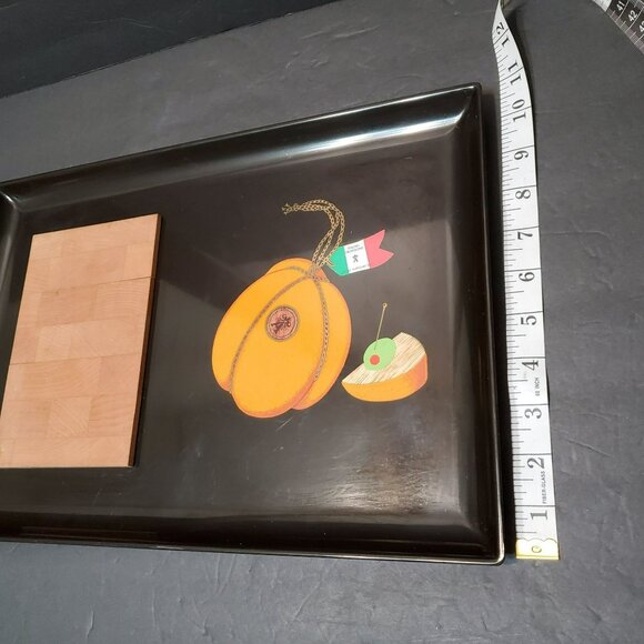 Vintage Mid-Century Couroc Cheese Board / Tray, Black & Wood, Italian Provolone - Picture 5 of 10